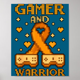 Nierenkrebs-Bewusstseins-Gamer und -Krieger Poster