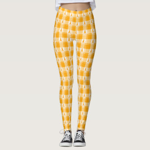 Nierenkrebs-Bewusstseins-Karo Orange Band Leggings