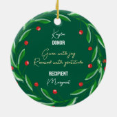 Nierentransplantation Spender Empfänger Weihnachte Keramik Ornament (Hinten)