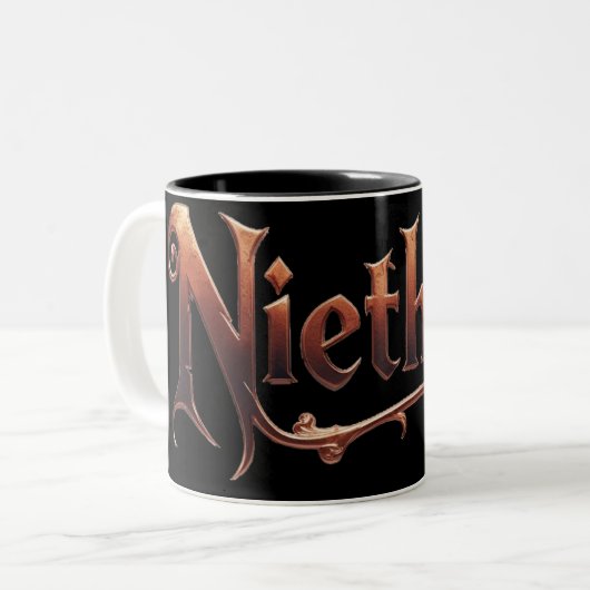 Niethalf nur Text schwarz Tasse (Vorderseite Links)