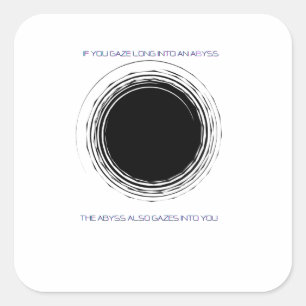 Nietzsche-Abgrund-Zitat Minimalistische Philosophi Quadratischer Aufkleber