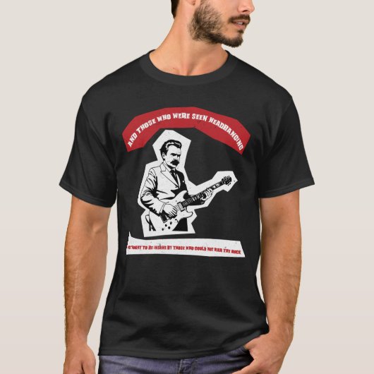 Nietzsche Guitar Headbanging Zitat T-Shirt (Vorderseite)