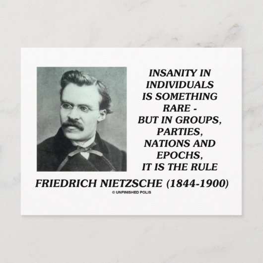 Nietzsche Insanity Selten in individuellem Zitat Postkarte (Vorderseite)