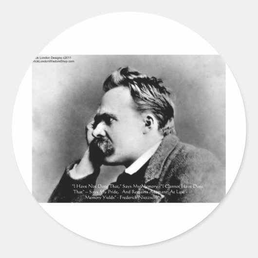 Nietzsche "Pride Vs Memory" - Biotopartikel/T-Shir Runder Aufkleber (Vorderseite)