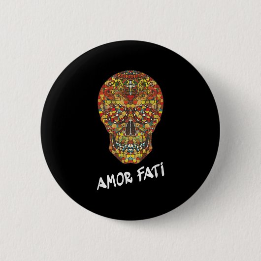 Nietzsche Stoic Quote Philosopher Sugar Skull Amor Button (Vorderseite)