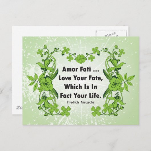 Nietzsche Zitat Liebe Ihr Schicksal ... Postkarte (Vorne/Hinten)
