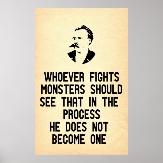 Nietzsche Zitat Wer Auch Immer Kampft Monster Poster Nietzsche Zitat Wer Auch Immer Kampft Monster Poster