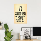 Nietzsche Zitat Wer gegen Monster kämpft Poster (Heimbüro)