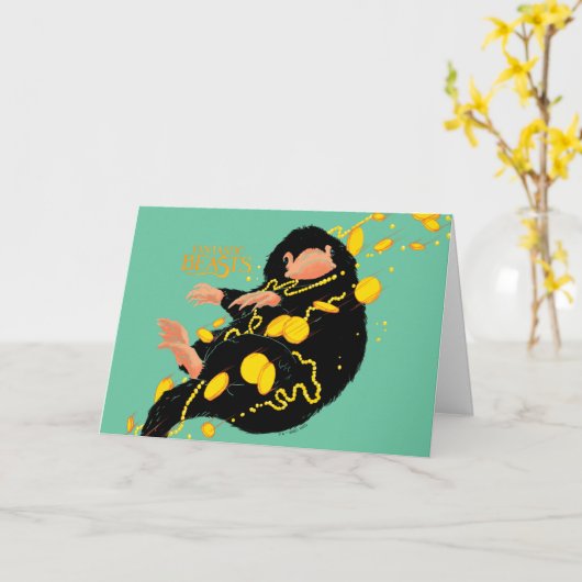 Niffler schwimmend mit Gold Karte (Gelbe Blume)