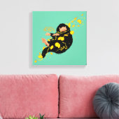 Niffler schwimmend mit Gold Leinwanddruck (Insitu (Wohnzimmer))