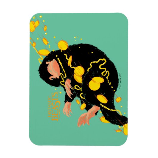 Niffler schwimmend mit Gold Magnet (Vertikal)