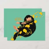 Niffler schwimmend mit Gold Postkarte (Vorne/Hinten)