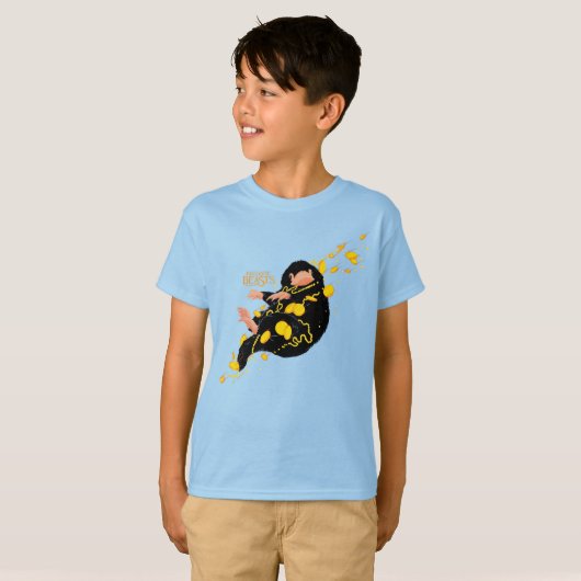 Niffler schwimmend mit Gold T-Shirt (Vorne ganz)