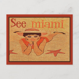 Nifty 50er See Miami Hübsch Sunbader Lady Travel Postkarte
