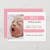 Nifty Nametag Geburtsankündigung für Mädchen Ankündigungspostkarte (Vorne/Hinten)