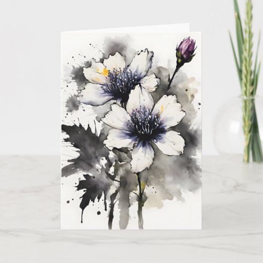 Nigella - Aquarellblumen Karte (Vorderseite)