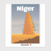 Niger Agadez Mosque Reiseplakat Aufkleber (Blatt)
