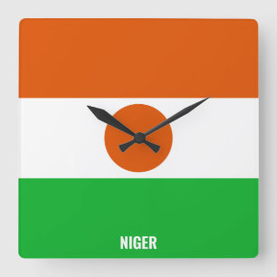 Niger Flag Dazzzling Patriotic Quadratische Wanduhr