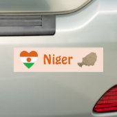 Niger Flag Herz + Karte Autoaufkleber (Auf Auto)