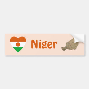 Niger-Flagge Herz + Karte Aufkleber Autoaufkleber
