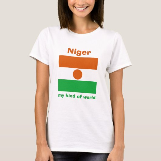 Niger-Flagge + Karte + Text-T - Shirt (Vorderseite)