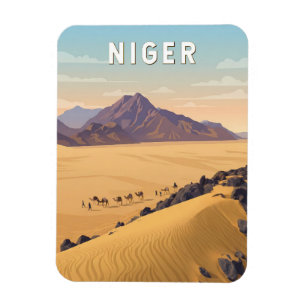 Niger Illustration Reise Kunst Vintage Magnet