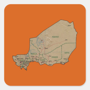 Niger-Kartenaufkleber Quadratischer Aufkleber