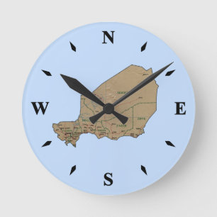 Niger Map Clock Runde Wanduhr