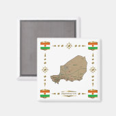 Niger Map + Flags Magnet (Vorderseite/Rückseite)