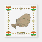 Niger Map + Flags Magnet (Vorne)