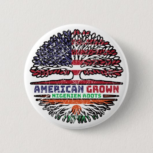 Niger Nigerien American USA Tree Roots Flag Button (Vorderseite)