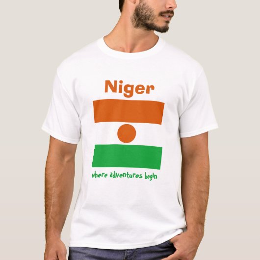 Nigerflagge + Karte + Text-T - Shirt (Vorderseite)