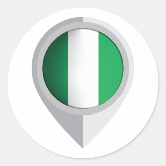 Nigeria Button Location Flag Runder Aufkleber (Vorderseite)