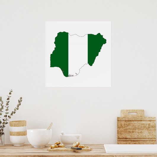 nigeria country flag map shape symbol poster (Küche)