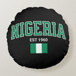 Nigeria Est. 1960 — Erbe des Stolzes Rundes Kissen