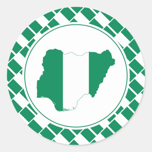 NIGERIA FLAG Nigerian Map Stilvoll Patriotic Runder Aufkleber (Vorderseite)