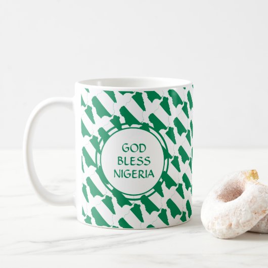 NIGERIA Flag Patriotic Custom Monogram GOSE BLESS Kaffeetasse (Mit Donut)