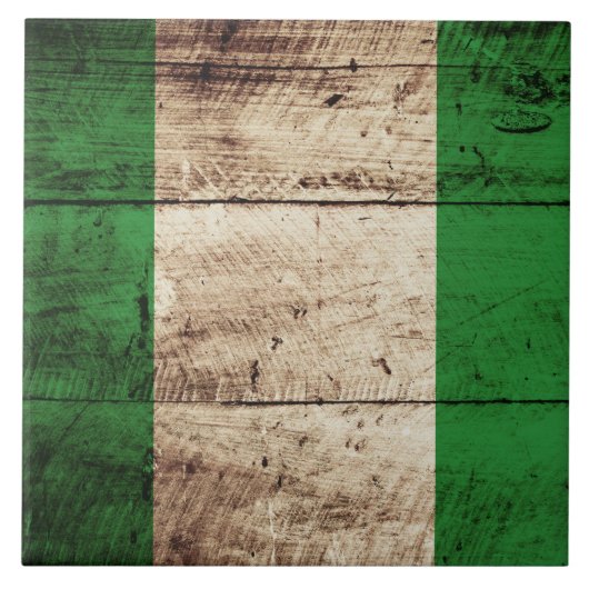 Nigeria-Flagge auf altem hölzernem Korn Fliese (Vorderseite)