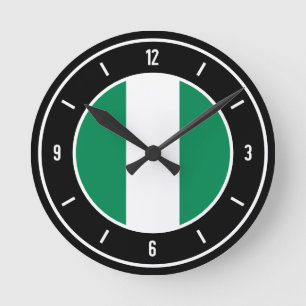 Nigeria Flagge Elegant Runde Wanduhr
