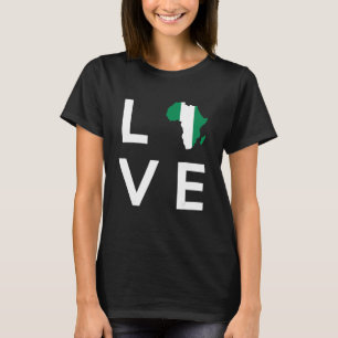 Nigeria-Flagge Liebe Afrika Kontinent Silhouette f T-Shirt