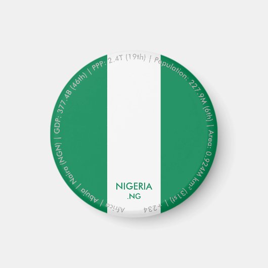 Nigeria-Flaggen-Magnet Magnet (Vorne)