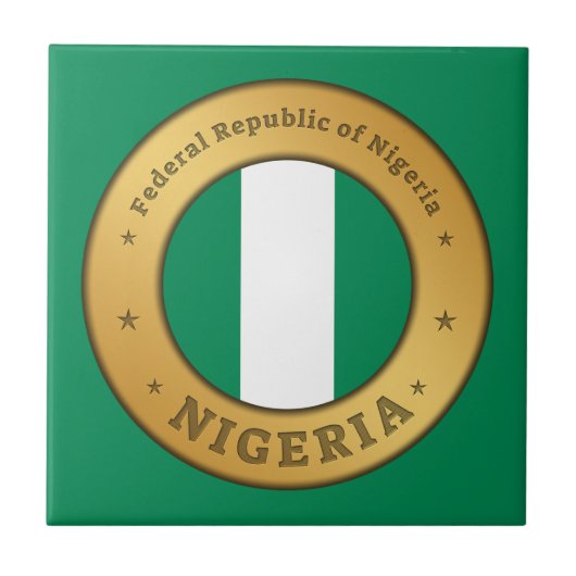 Nigeria-Flaggenabzeichen Fliese (Vorderseite)