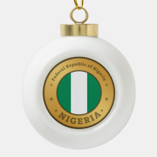 Nigeria-Flaggenabzeichen Keramik Kugel-Ornament