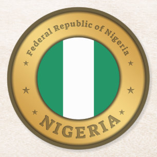 Nigeria-Flaggenabzeichen Runder Pappuntersetzer