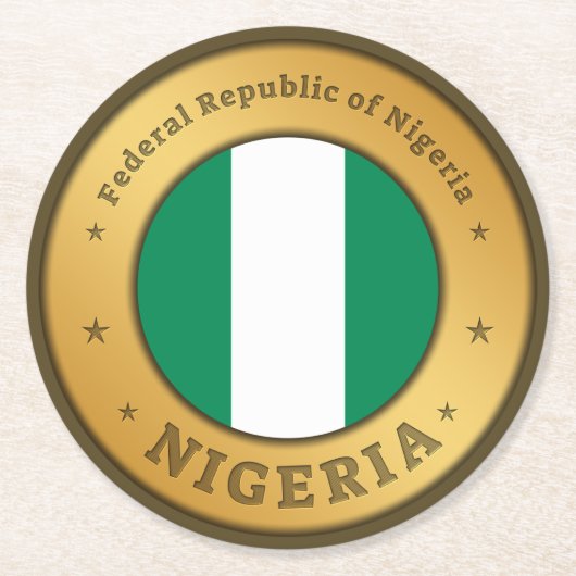 Nigeria-Flaggenabzeichen Runder Pappuntersetzer (Vorderseite)
