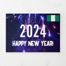 Nigeria - Happy New Year Card mit nigerianischem K Dreifach-gefaltete Programmkarte