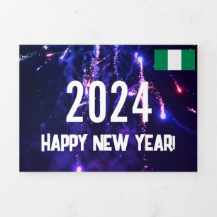 Nigeria - Happy New Year Card mit nigerianischem K Dreifach-gefaltete Programmkarte