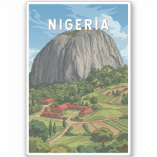 Nigeria Illustration Reise Kunst Vintage Aufkleber
