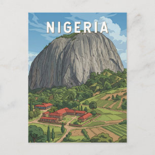 Nigeria Illustration Reise Kunst Vintage Postkarte