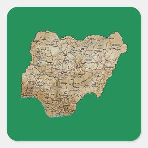 Nigeria-Karten-Aufkleber Quadratischer Aufkleber